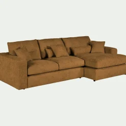 Canapé En Velours|Canapé 2 Places*alinea Canapé petit angle droit fixe en tissu chenille benjo - argan Jaune