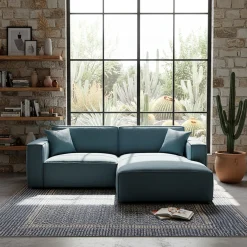 Canapé En Tissu|Canapé 2 Places*alinea Canapé petit angle droit fixe en tissu genesis - Bleu