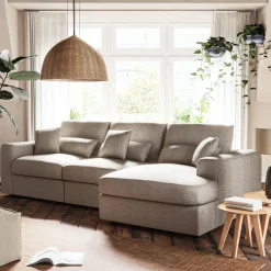 Canapé En Velours|Canapé 2 Places*alinea Canapé petit angle droit fixe en tissu chenille benjo - roucas Beige