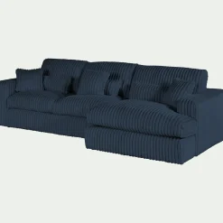 Canapé En Velours|Canapé 3 Places*alinea Canapé petit angle droit fixe en tissu côtelé bita - calabrun Bleu