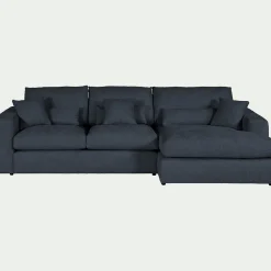 Canapé En Velours|Canapé 2 Places*alinea Canapé petit angle droit fixe en tissu chenille benjo - Bleu marine