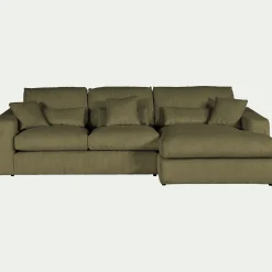 Canapé En Velours|Canapé 3 Places*alinea Canapé petit angle droit fixe en velours côtelé sastel - cèdre Vert