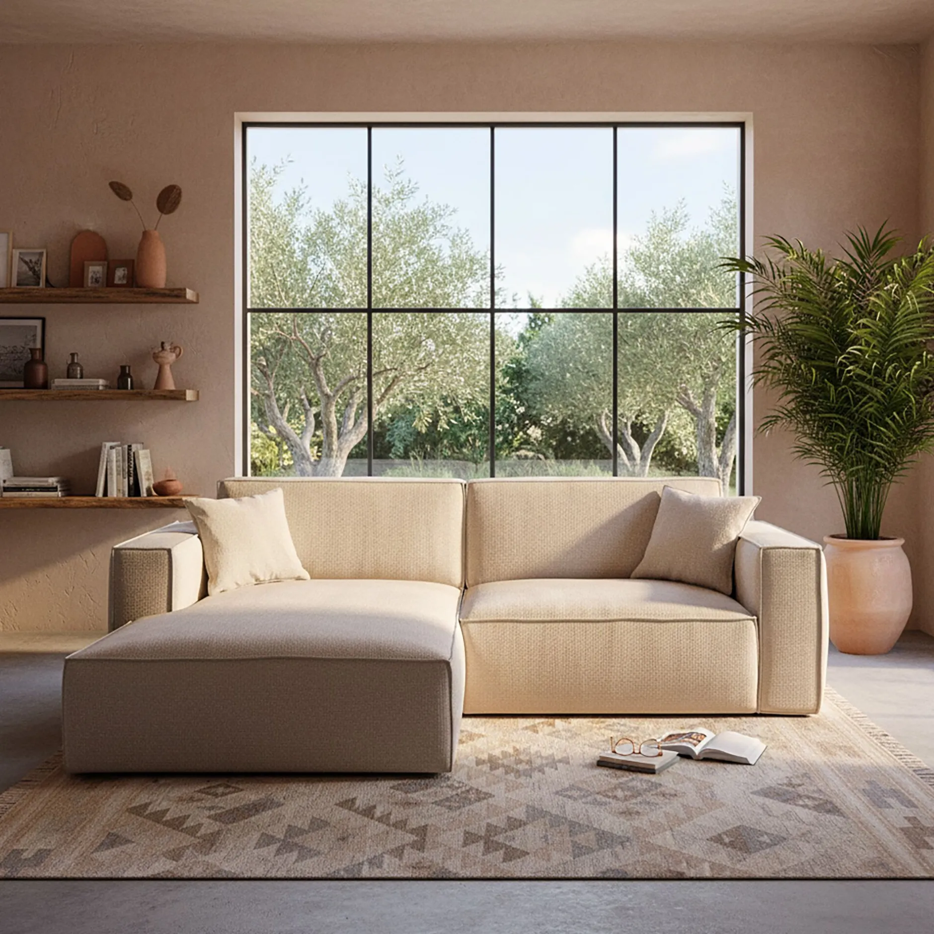 Canapé En Tissu|Canapé 2 Places*alinea Canapé petit angle gauche fixe en tissu Genesis - Beige