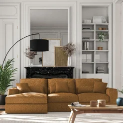 Canapé Fixe|Canapé D'Angle*alinea Canapé petit angle gauche fixe en tissu chenille benjo - argan Jaune