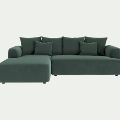 Canapé 3 Places|Canapé D'Angle*alinea Canapé petit angle gauche fixe en tissu velours - sauge Vert