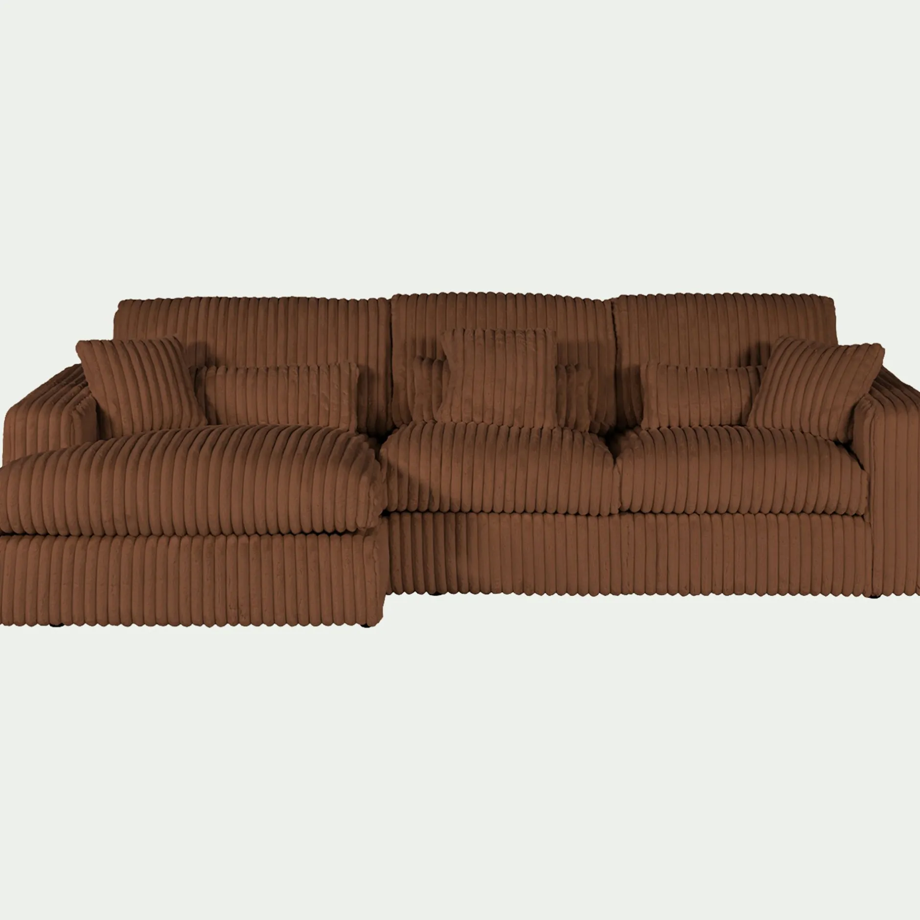 Canapé Fixe|Canapé D'Angle*alinea Canapé petit angle gauche fixe en tissu côtelé bita - brun rustrel Marron