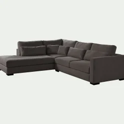 Canapé 4 Places|Canapé Fixe*alinea Canapé petit angle gauche fixe avec méridienne en tissu doux - anthracite Gris