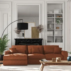 Canapé 3 Places|Canapé Fixe*alinea Canapé petit angle gauche fixe en tissu chenille benjo - brun rustrel Marron