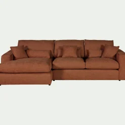 Canapé 3 Places|Canapé Fixe*alinea Canapé petit angle gauche fixe en tissu chenille benjo - brun rustrel Marron