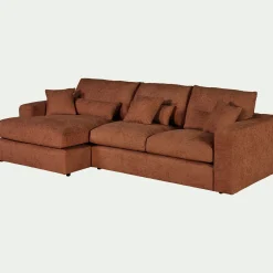 Canapé 3 Places|Canapé Fixe*alinea Canapé petit angle gauche fixe en tissu chenille benjo - brun rustrel Marron