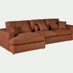 Canapé 3 Places|Canapé Fixe*alinea Canapé petit angle gauche fixe en tissu chenille benjo - brun rustrel Marron