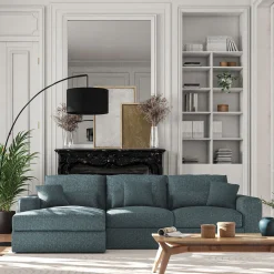 Canapé En Tissu|Canapé 3 Places*alinea Canapé petit angle gauche fixe en tissu chenille benjo - calaluna Bleu