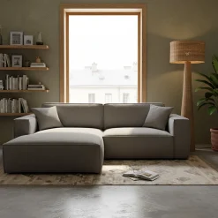 Canapé En Tissu|Canapé 2 Places*alinea Canapé petit angle gauche fixe en tissu genesis - Gris