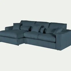 Canapé En Velours|Canapé Fixe*alinea Canapé petit angle gauche fixe en velours côtelé - Bleu