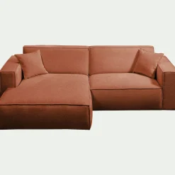 Canapé En Tissu|Canapé 2 Places*alinea Canapé petit angle gauche fixe en tissu genesis - brun rustrel Marron