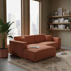 Canapé En Tissu|Canapé 2 Places*alinea Canapé petit angle gauche fixe en tissu genesis - brun rustrel Marron