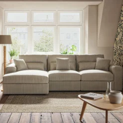 Canapé 3 Places|Canapé Fixe*alinea Canapé petit angle gauche fixe en tissu côtelé bita - blanc ventoux