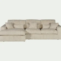 Canapé 3 Places|Canapé Fixe*alinea Canapé petit angle gauche fixe en tissu côtelé bita - blanc ventoux