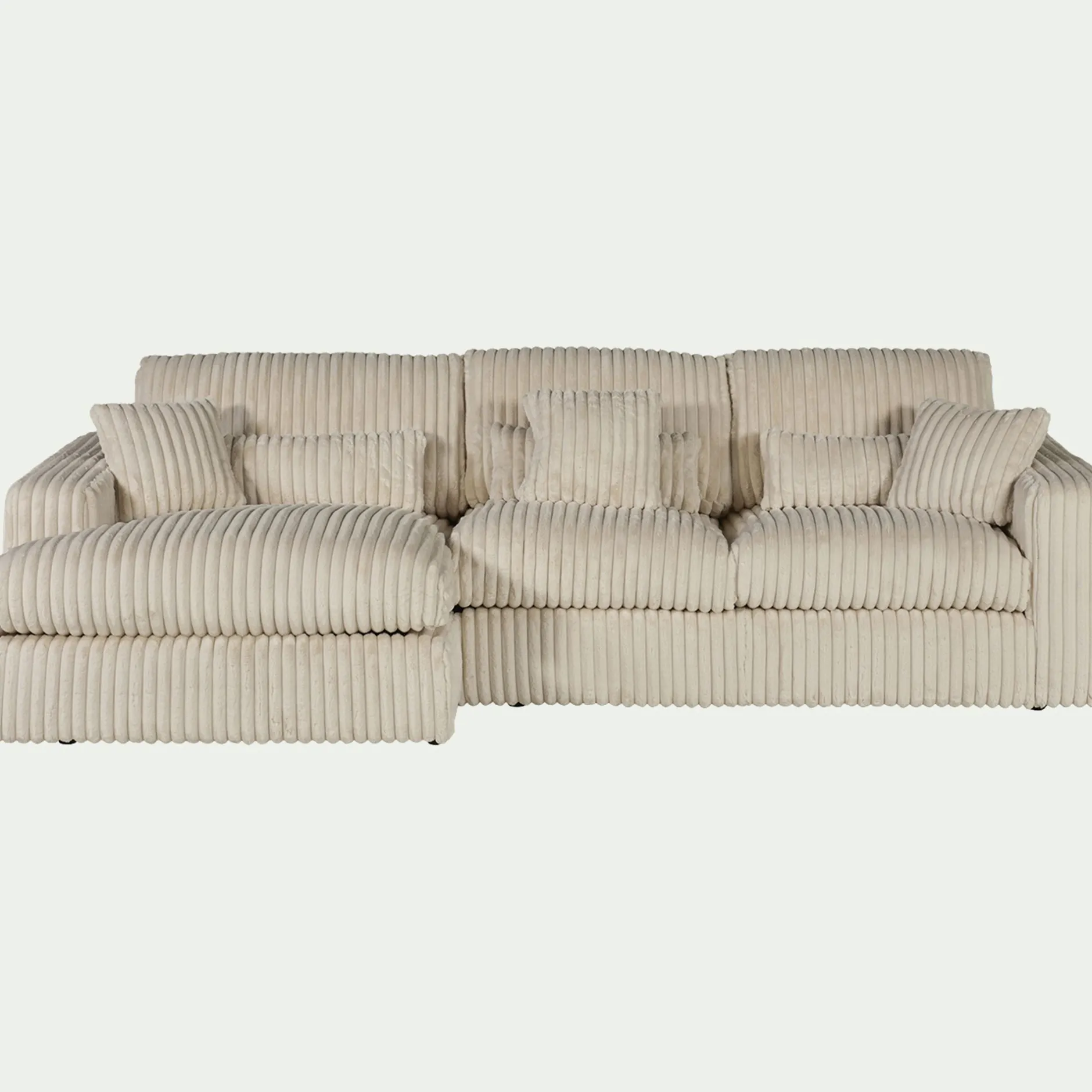 Canapé 3 Places|Canapé Fixe*alinea Canapé petit angle gauche fixe en tissu côtelé bita - blanc ventoux