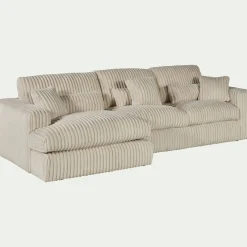 Canapé 3 Places|Canapé Fixe*alinea Canapé petit angle gauche fixe en tissu côtelé bita - blanc ventoux
