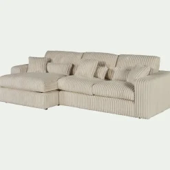 Canapé 3 Places|Canapé Fixe*alinea Canapé petit angle gauche fixe en tissu côtelé bita - blanc ventoux