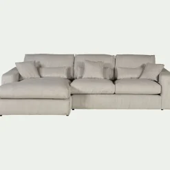 Canapé En Velours|Canapé 3 Places*alinea Canapé petit angle gauche fixe en velours côtelé sastel - roucas Beige