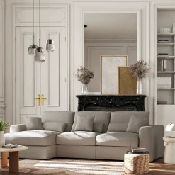 Canapé D'Angle|Canapé En Tissu*alinea Canapé petit angle gauche fixe en tissu bouclette - clair Gris