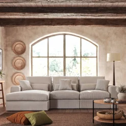 Canapé En Velours|Canapé 3 Places*alinea Canapé petit angle gauche fixe en velours côtelé sastel - borie Gris