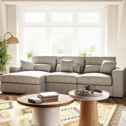 Canapé En Tissu|Canapé 3 Places*alinea Canapé petit angle gauche fixe en tissu chenille benjo - roucas Beige