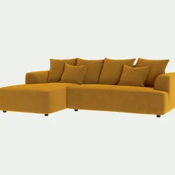 Canapé 3 Places|Canapé D'Angle*alinea Canapé petit angle gauche fixe en tissu velours - argan Jaune