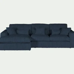 Canapé 3 Places|Canapé Fixe*alinea Canapé petit angle gauche fixe en tissu côtelé bita - bleu calabrun