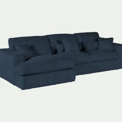 Canapé 3 Places|Canapé Fixe*alinea Canapé petit angle gauche fixe en tissu côtelé bita - bleu calabrun
