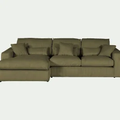 Canapé En Velours|Canapé 3 Places*alinea Canapé petit angle gauche fixe en velours côtelé - cèdre Vert