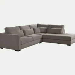 Canapé 4 Places|Canapé Fixe*alinea Canapé petit angle méridienne droite fixe en tissu Bloq - Gris