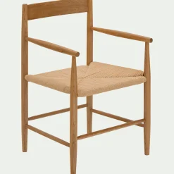 Chaise De Salle À Manger*alinea Chaise avec accoudoirs en bois de chêne - Naturel