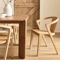 Chaise De Salle À Manger*alinea Chaise avec accoudoirs en bois d'acajou - Bois clair