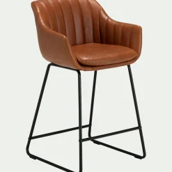 Tabouret Haut De Bar*alinea Chaise de bar avec accoudoirs en polyuréthane - Marron