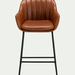 Tabouret Haut De Bar*alinea Chaise de bar avec accoudoirs en polyuréthane - Marron