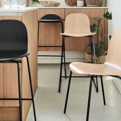 Tabouret Haut De Bar*alinea Chaise de bar avec coque en contreplaqué moulé de hêtre - bois clair H66cm Naturelle