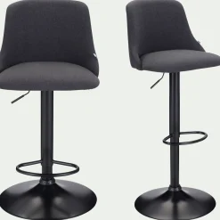 Tabouret Haut De Bar*alinea Chaise de bar en acier et tissu H63,5cm - Gris