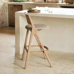 Tabouret Haut De Bar*alinea Chaise de bar en chêne et tissu H99cm - Gris