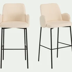 Tabouret Haut De Bar*alinea Chaise de bar en tissu bouclette H65cm - Blanc