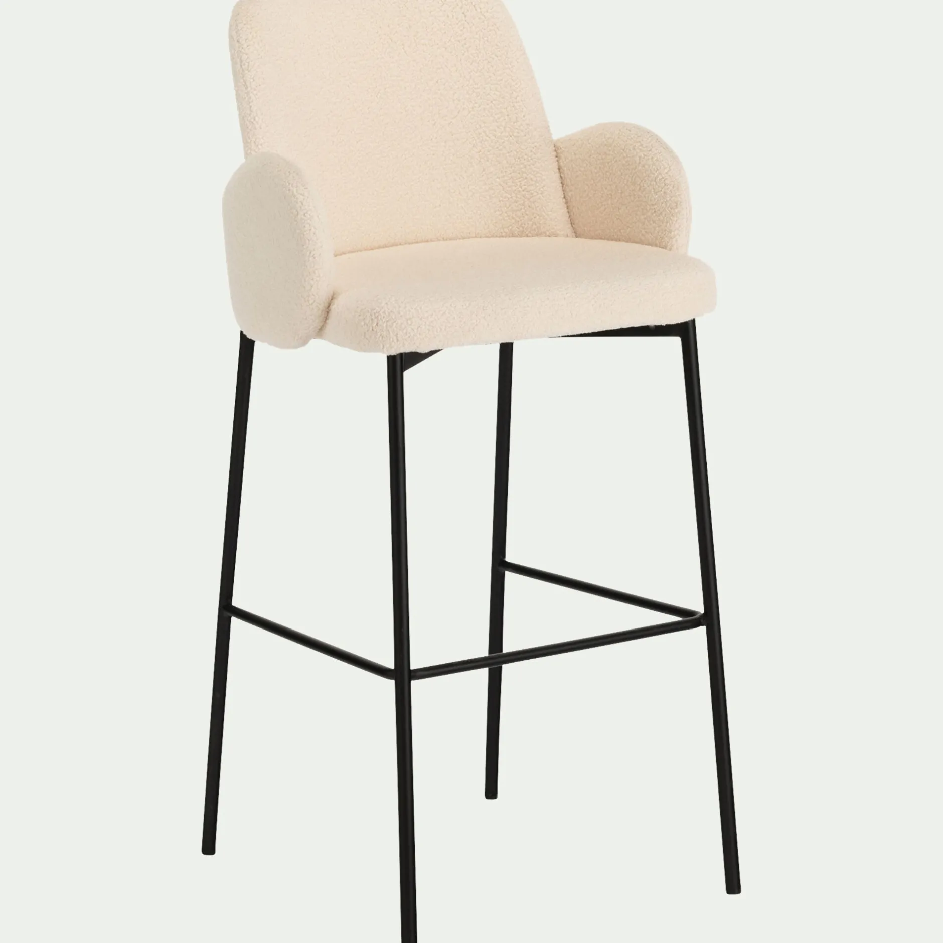 Tabouret Haut De Bar*alinea Chaise de bar en tissu bouclette H65cm - Blanc