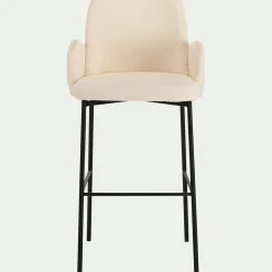 Tabouret Haut De Bar*alinea Chaise de bar en tissu bouclette H65cm - Blanc