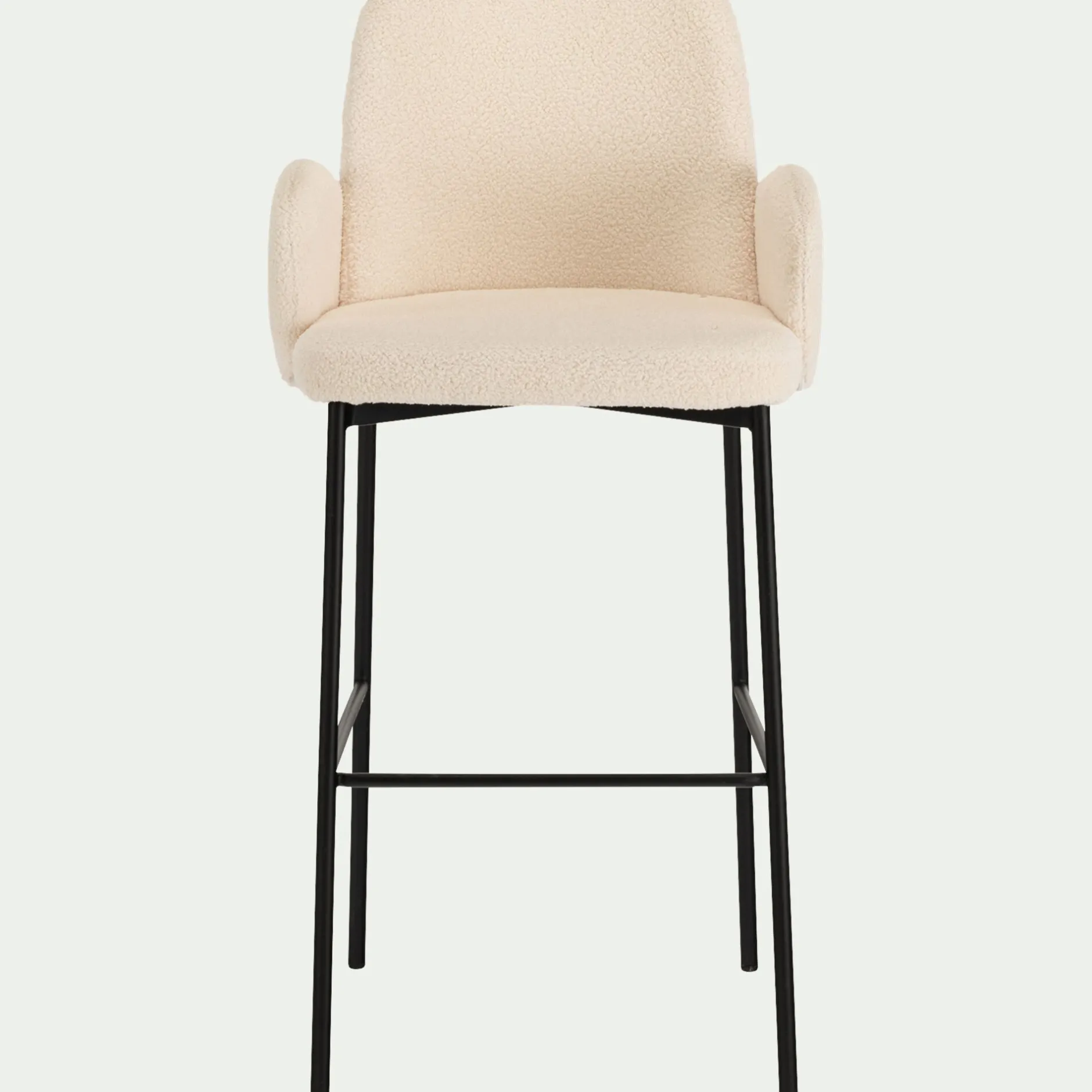 Tabouret Haut De Bar*alinea Chaise de bar en tissu bouclette H65cm - Blanc