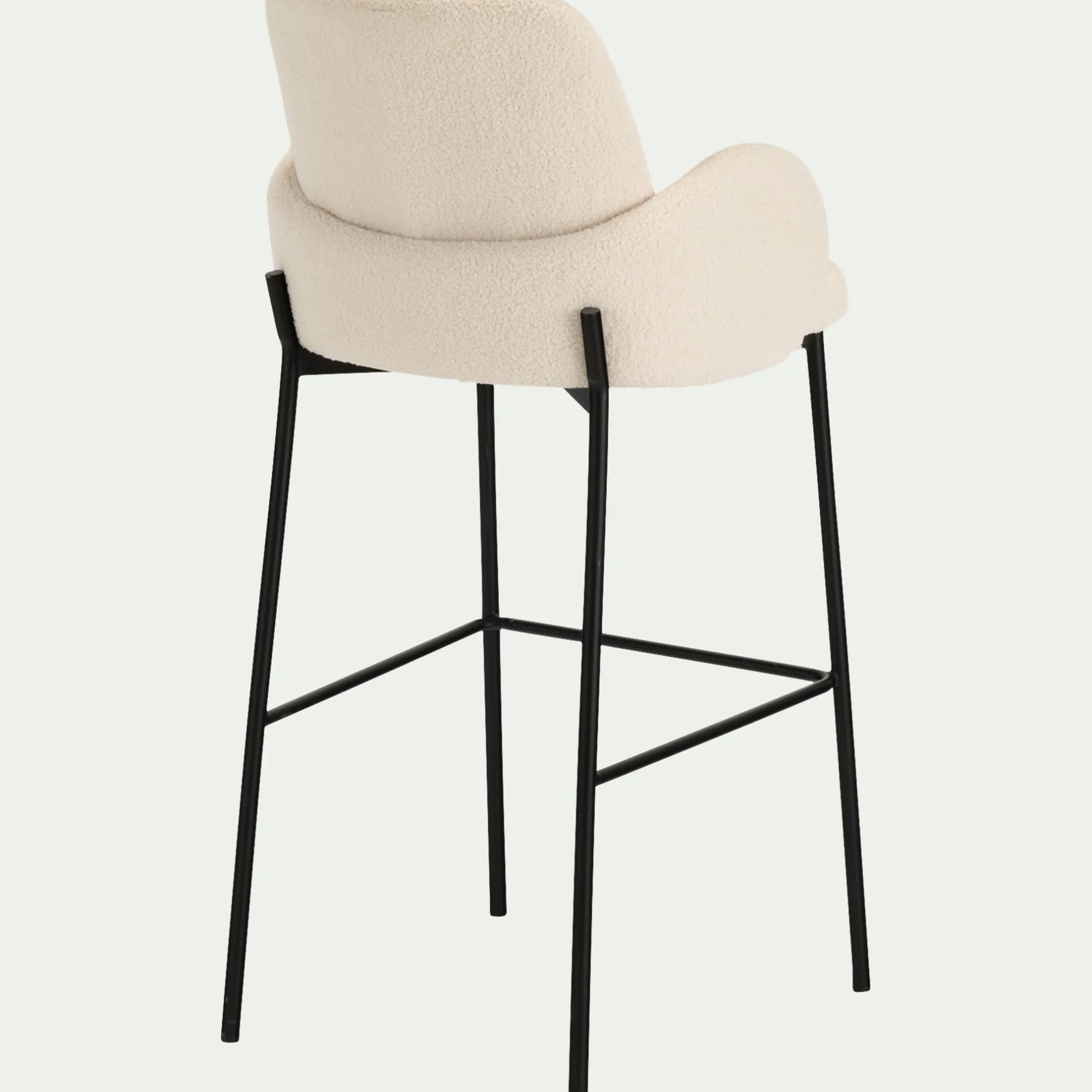 Tabouret Haut De Bar*alinea Chaise de bar en tissu bouclette H65cm - Blanc