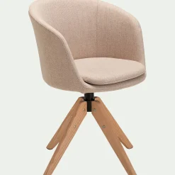 Chaise De Salle À Manger*alinea Chaise de bureau rotative en tissu et bois - Beige