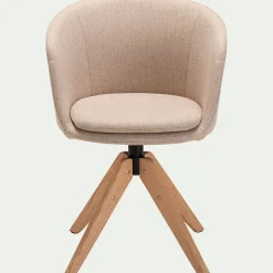 Chaise De Salle À Manger*alinea Chaise de bureau rotative en tissu et bois - Beige