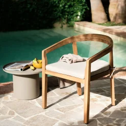 Chaise De Jardin*alinea Chaise de jardin avec accoudoirs en acacia avec coussin - Bois clair