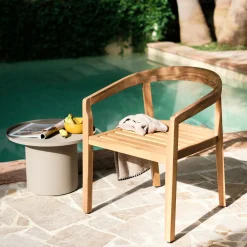 Chaise De Jardin*alinea Chaise de jardin avec accoudoirs en acacia avec coussin - Bois clair
